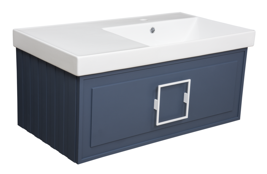 Тумба под раковину La Fenice Cubo Blu Grigio 90 см  подвесная  под встраиваемую раковину  синий матовый  FNC 01 CUB BG 90