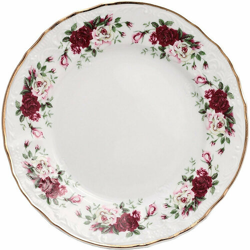 Тарелка десертная закусочная 17 см Бернадотт Английская роза, фарфор, мелкая белая, Bernadotte Чехия