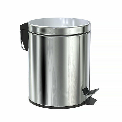 Ведро для мусора с крышкой 5 л металл хром с педалью Fora 3774₽