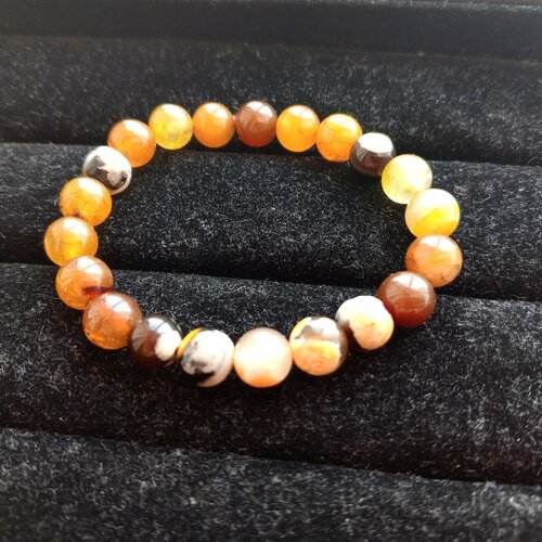 Браслет, агат, размер 17 см, диаметр 5.2 см, желтый