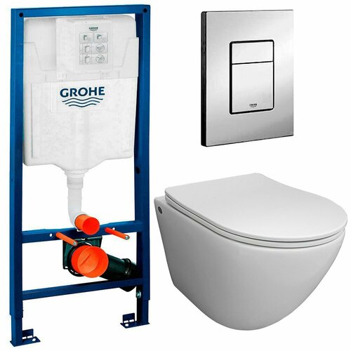 фото Инсталляция grohe 38772001 + унитаз bloomix trend 3.0 ad1203t/uf1 безободковый торнадо ceramic+ с сиденьем