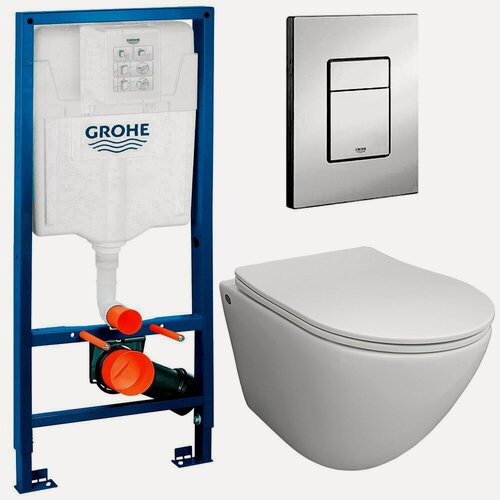Изображение товара Инсталляция Grohe 38772001 + унитаз Bloomix Trend 3.0 AD1203T/UF1 безободковый торнадо Ceramic+ с сиденьем