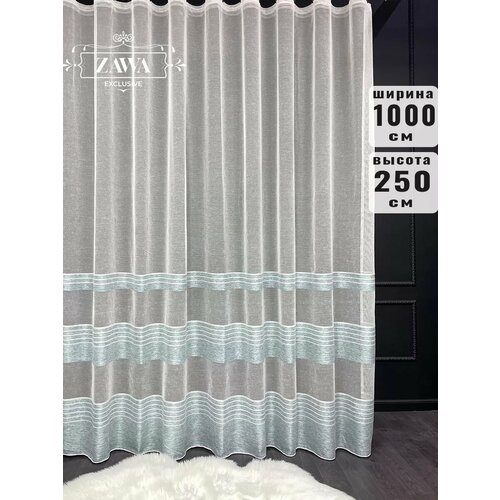 Тюль лен с полосками 1000x250