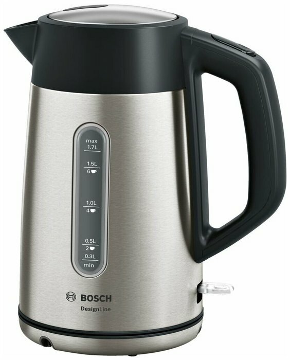 Чайник BOSCH TWK4P440, 1,7 л, 2400 Вт, серебристый/черный