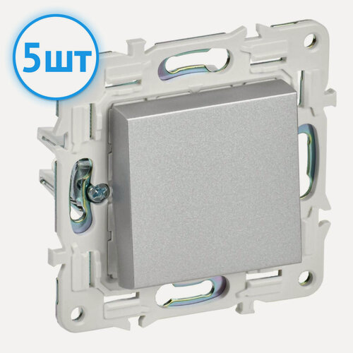 Изображение товара Механизм выключателя IEK SKANDY 1-клавишный 10А серебряный SK-V01S SK-V10-0-10-K23 (комплект из 5шт.)