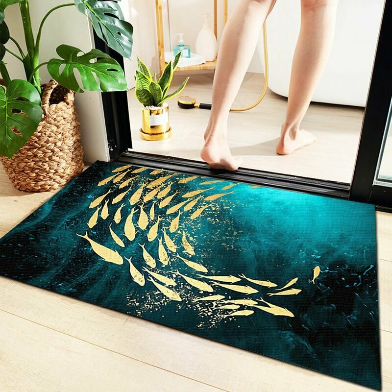 Коврик в ванную комнату 50*80 см с плывущими рыбками