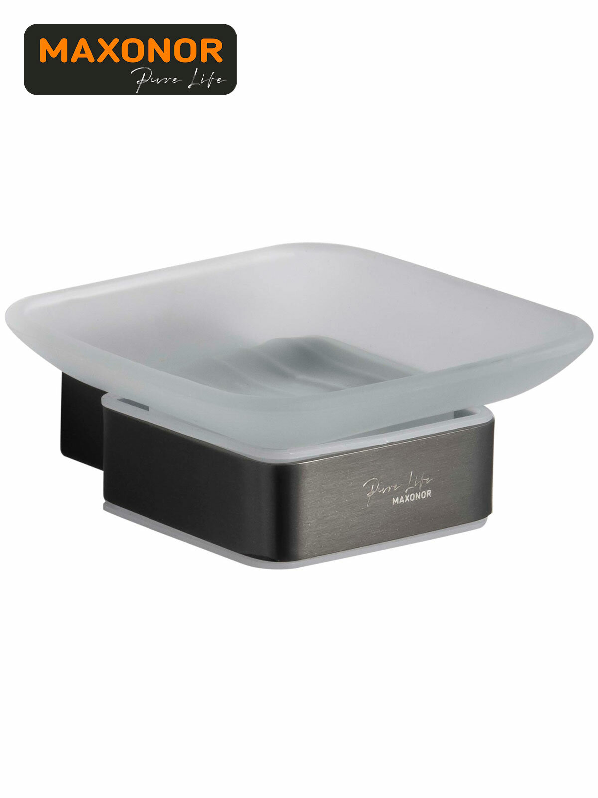 Мыльница стеклянная настенная Maxonor PURE LIFE ALMA PL1802 9 графит матовый