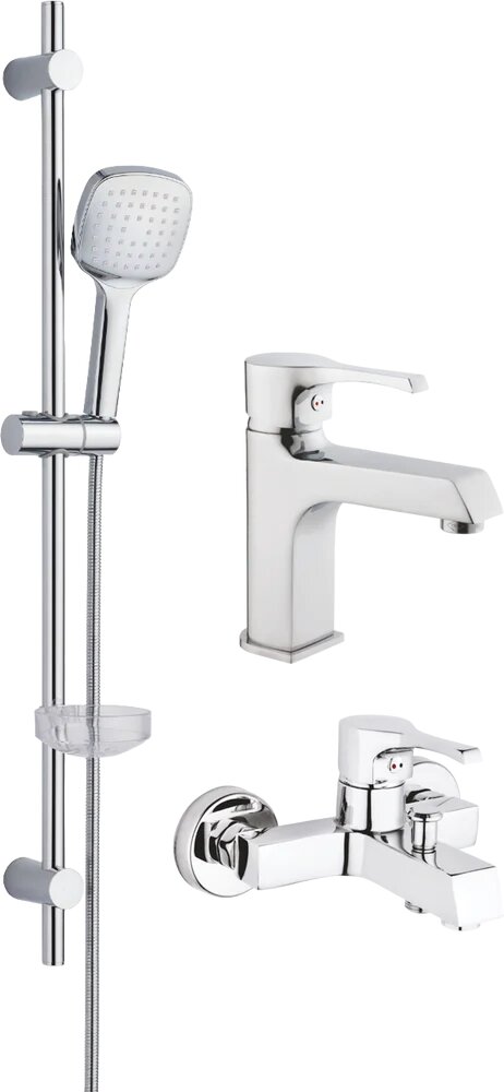 Комплект для ванной STWORKI 3 в 1 со смесителем с изливом глянцевый