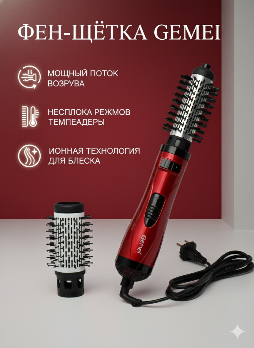 Фен для волос Gemei 2в 1, фен-расческа для укладки волос, выпрямитель для волос, щетка