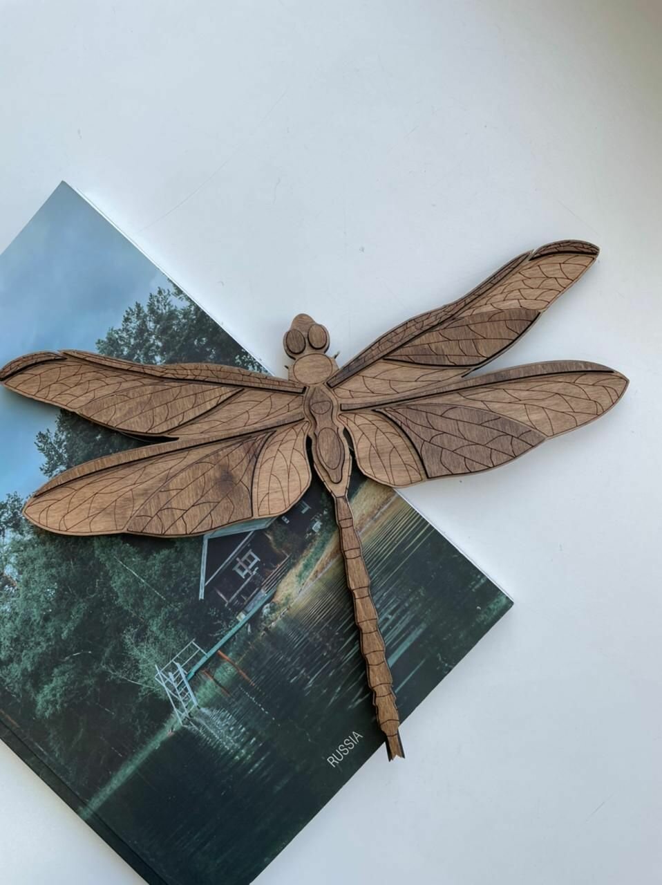 Деревянная стрекоза Woodpecker Decor, для детской, цвет орех, 29х21 см — фото 1