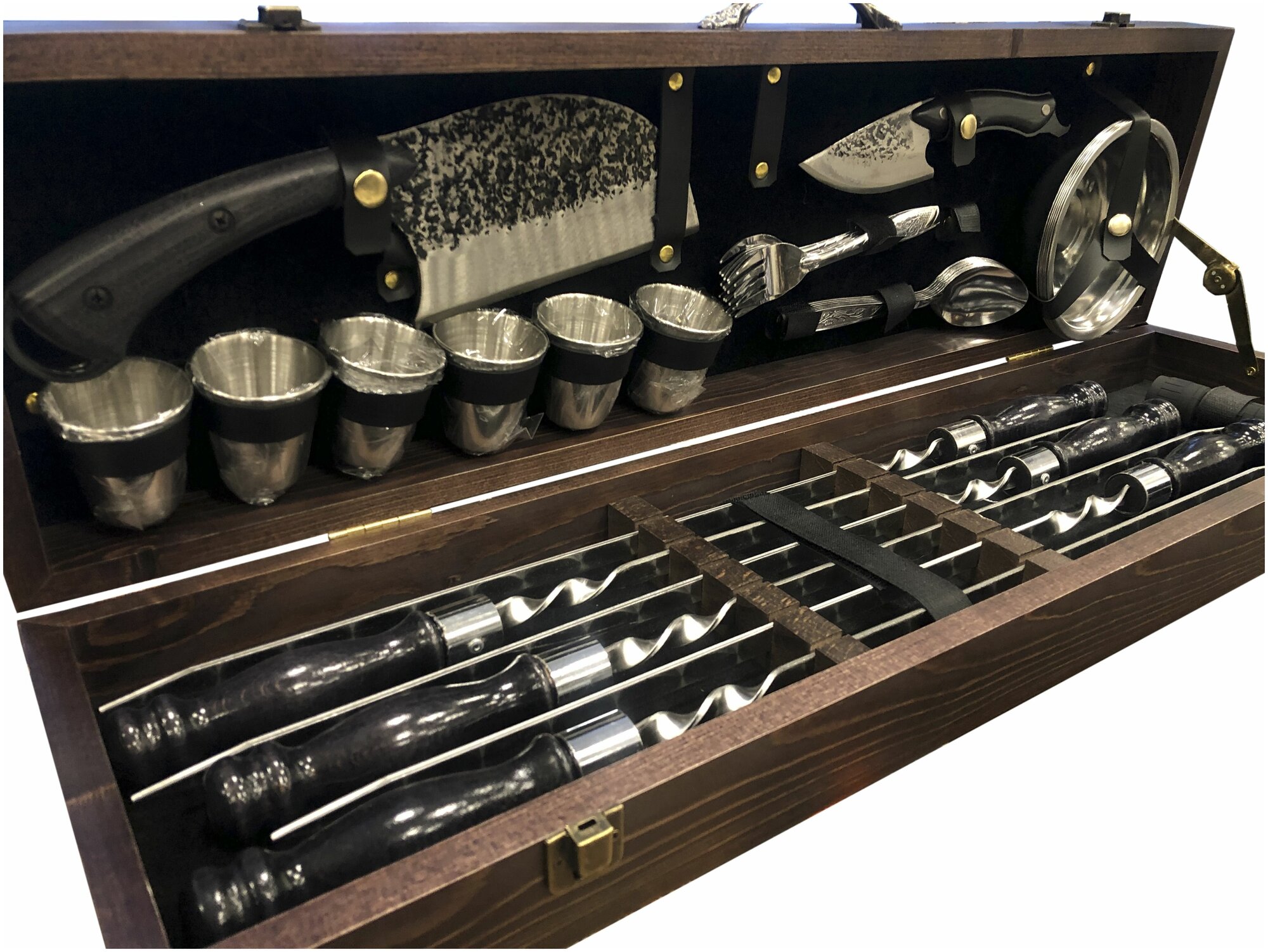 Набор шампуров. Подарочный для шашлыка и пикника в деревянном кейсе 32 предмета D-8 - фотография № 2