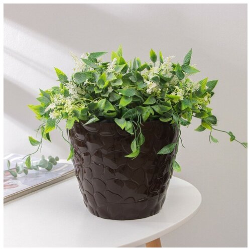 Росспласт Горшок с поддоном «Камешки», 5 л, цвет шоколадный