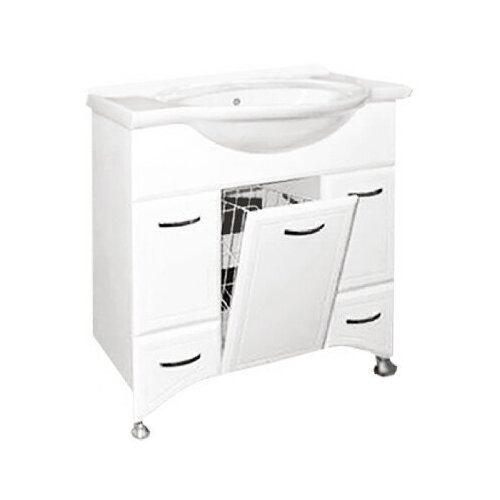 Тумба с раковиной Misty Дрея 85 2 ящика с бельевой корзиной