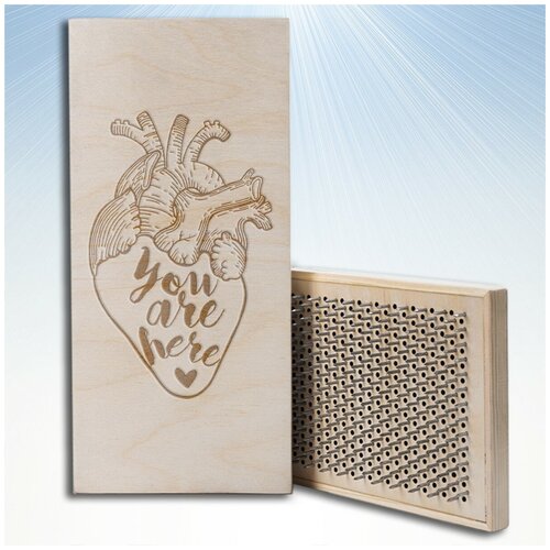 фото Доска садху / доска с гвоздями / доска для йоги / сердце надпись ты здесь you are here - 1690, черная чакра