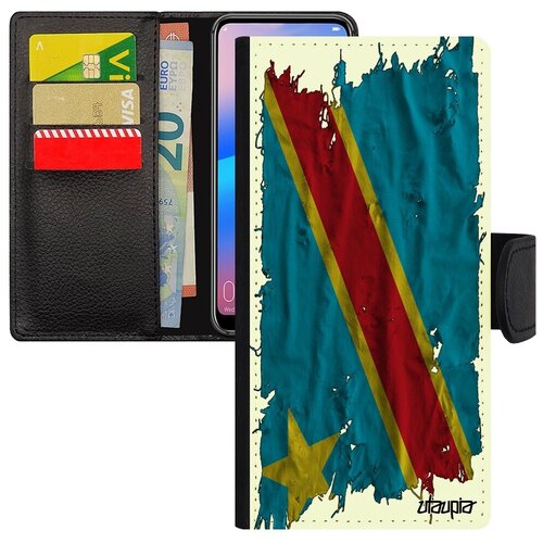 фото Красивый чехол книжка на мобильный // galaxy a10 // "флаг конго киншаса на ткани" страна государственный, utaupia, белый