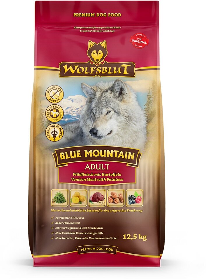 WOLFSBLUT (волчья кровь) 12,5 КГ - сухой корм для собак BLUE MOUNTAIN (голубая гора)
