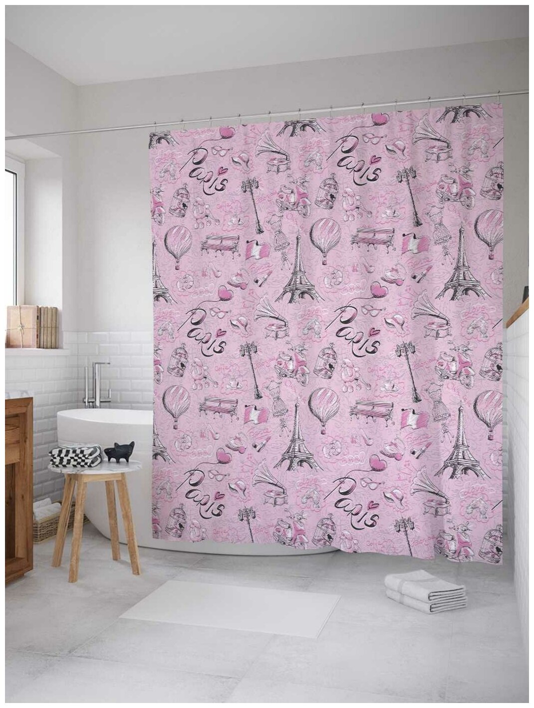 Штора для ванной JoyArty Розовый Париж 180х200 (sc-12259)