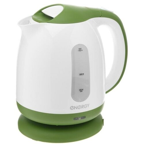 Чайник электрический ENERGY E-293, пластик, 1.7 л, 2200 Вт, бело-зеленый чайник электрический energy e 234 пластик 1 л 1100 вт бело зелёный