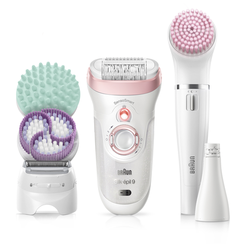 Эпилятор Braun SES 9-985 Silk-epil 9 Beauty Set, белый, розовый