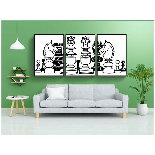 фото Набор модулных постеров для интерьера "черное и белое, шахматы, игра" 60x90 см. в тубусе, без рамки lotsprints
