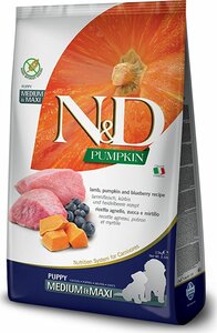Сухой корм Farmina N&D Pumpkin Lamb & Blueberry Puppy Medium & Maxi, для щенков средних и крупных пород, беззерновой, ягненок, черника и тыква, 12 кг