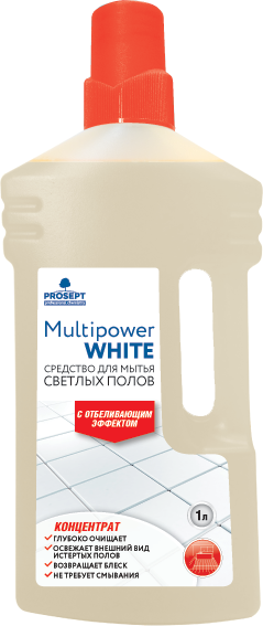 Средство для мытья светлых полов с отбеливающим эффектом Prosept Multipower White, 1 л Концентрат