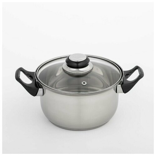 Кастрюля из нержавеющей стали Чёрная ночь 15 л с крышкой 2396₽