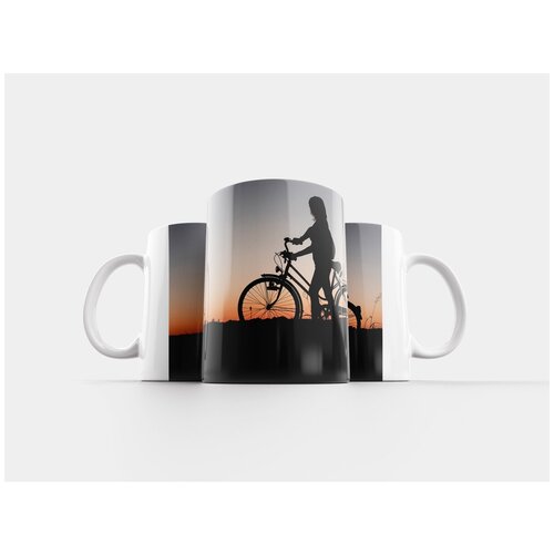 фото Кружка "девочка, велосипед, заход солнца" 320 мл lotsprints