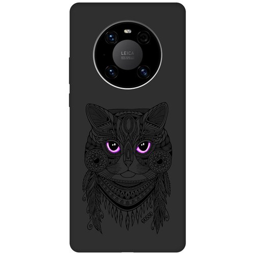 фото Ультратонкая защитная накладка soft touch для huawei mate 40 pro с принтом "grand cat" черная gosso