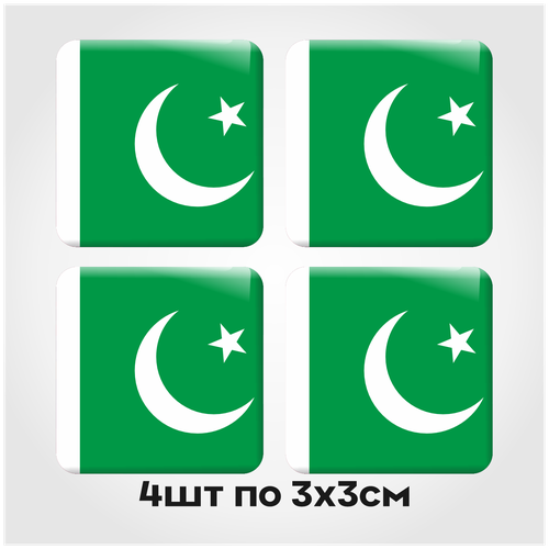 Наклейки на телефон 3D стикеры на чехол Пакистан 3х3см 4шт