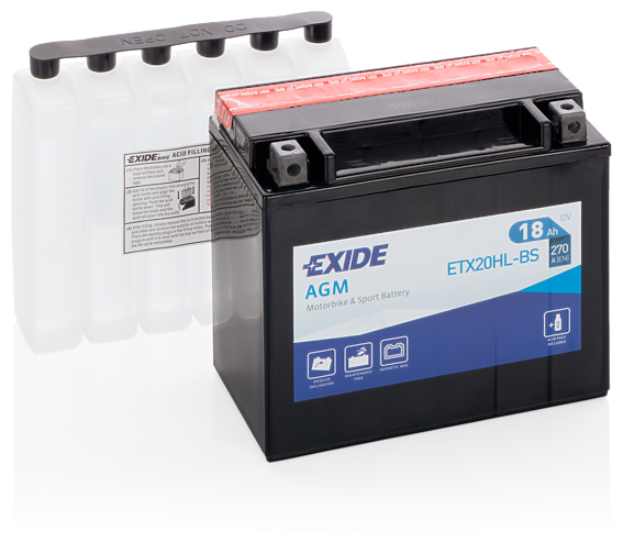 EXIDE ETX20HL-BS мото АКБ 12V 18Ah 270A AGM 175x87x155 /-+/