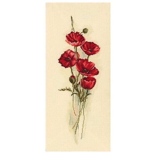 набор для вышивания крестом rto миниатюра с розами Набор для вышивания крестом Восточные маки M449, 15x43 см. канва, мулине