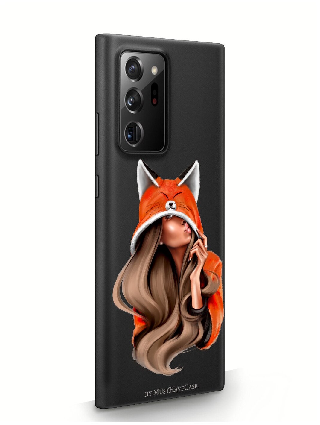 Черный силиконовый чехол MustHaveCase для Samsung Galaxy Note 20 Ultra Foxy Girl/ Лисичка для Самсунг Галакси Ноут 20 Ультра Противоударный