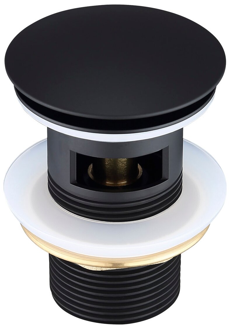 Донный клапан Elghansa WBT-122-Black 1 1/4" для раковины (с переливом) Click-Clack, черный - фотография № 1