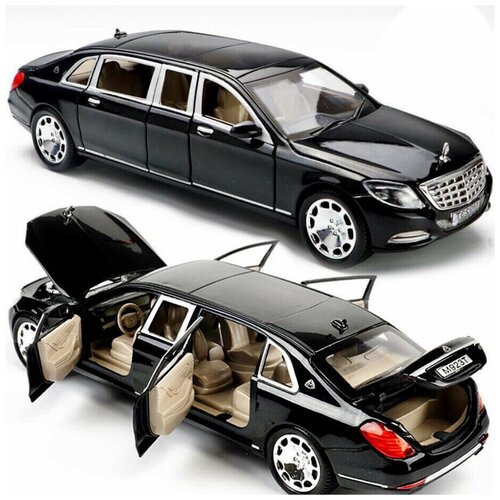 Коллекционная модель Мерседес-Бенц Maybach, Майбах, черный, 21 см. Инерционная. Металл. Свет. Звук.