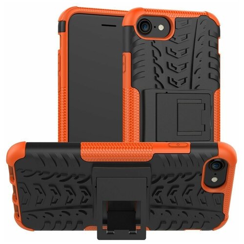 фото Противоударный чехол gsmin hybrid case для iphone 7/8 силикон + пластик (оранжевый)