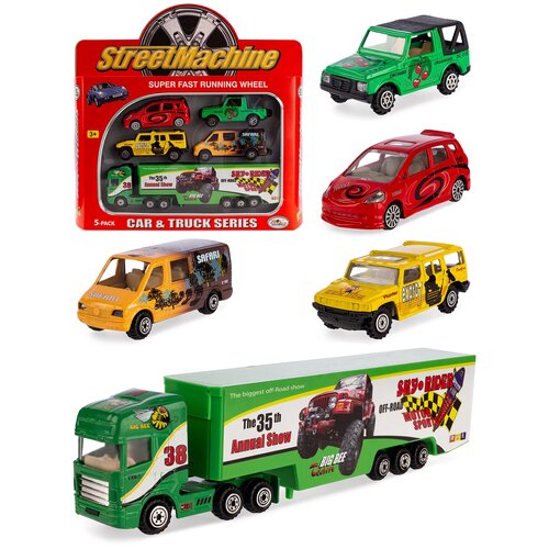 фото Детский игровой набор металлических машинок serinity toys, в наборе 5 машинок, красный