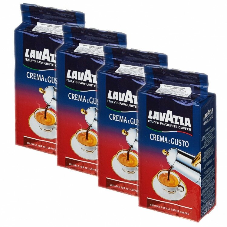 Кофе молотый Lavazza Crema e Gusto Classico, вакуумная упаковка, 250 г, вакуумная упаковка, 4 уп.