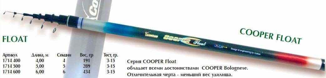 Удилище болонское COTTUS Cooper Float 6,0м 3-15гр