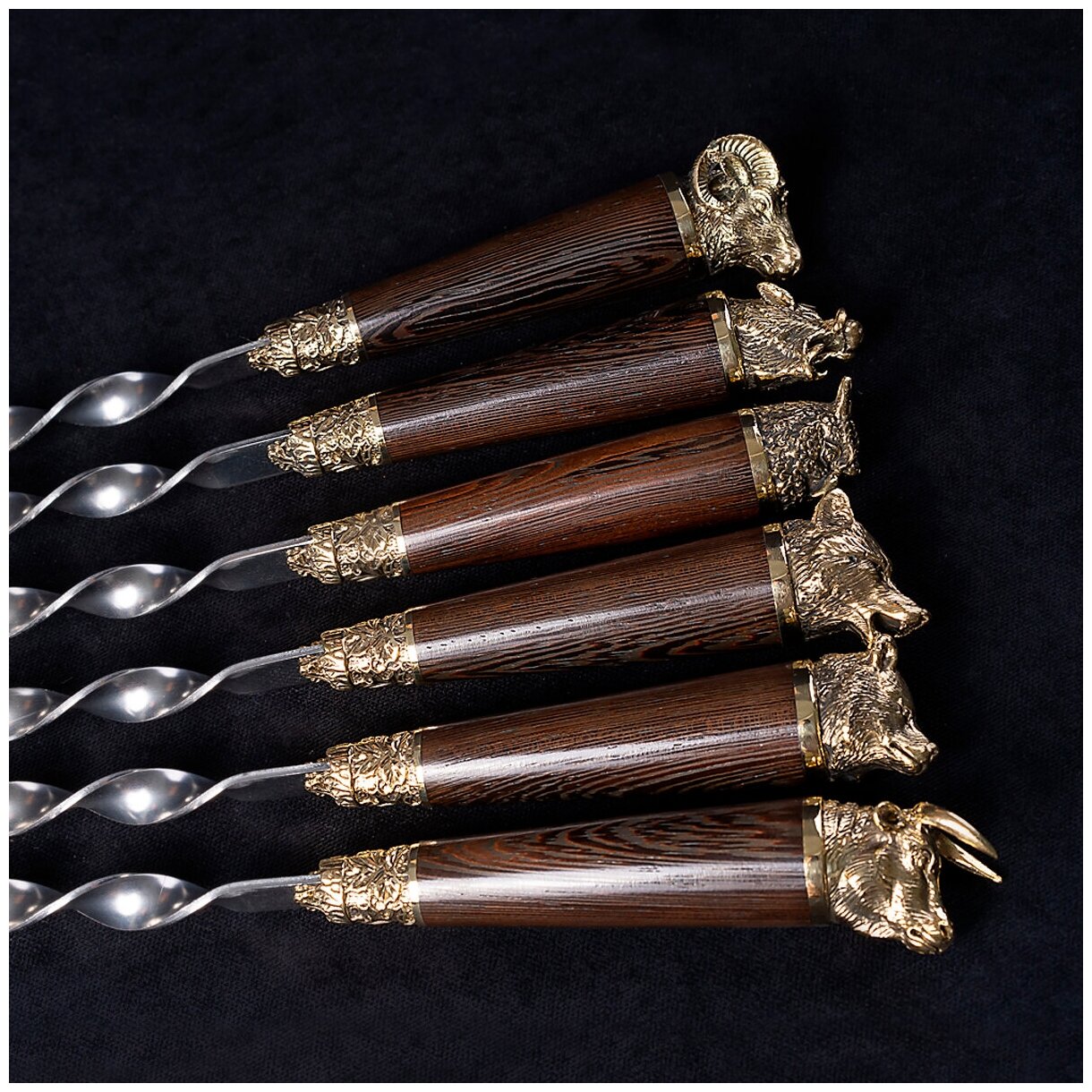 Шампура с деревянной ручкой "Пирушка на опушке" - подарочный набор шампуров - фотография № 5