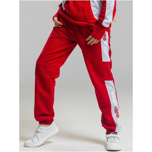 фото Школьные брюки джоггеры иново, повседневный стиль, размер 140, красный