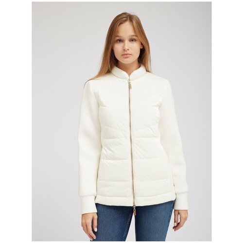 фото  куртка twinset milano демисезонная, силуэт прямой, утепленная, без капюшона, карманы, размер 42, белый