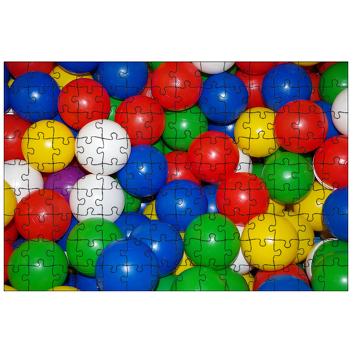 фото Магнитный пазл 27x18см."цветные шарики, мячи, играть земля" на холодильник lotsprints