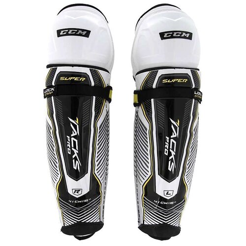 фото Защита голени ccm super tacks pro shin guards sr (14 дюйм.), белый/черный/желтый