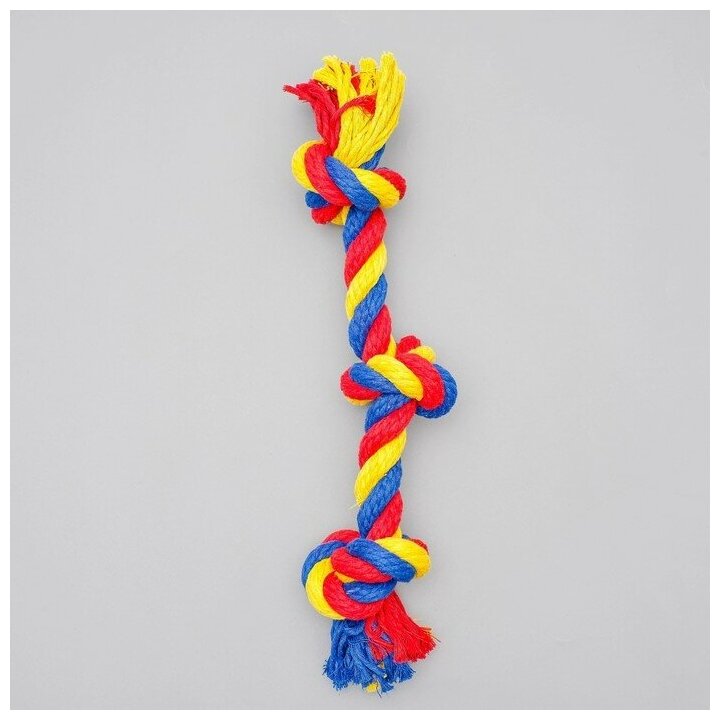 Игрушка канатная "Веревка", ф16, 3 узла, 33 см, микс цветов - фотография № 4