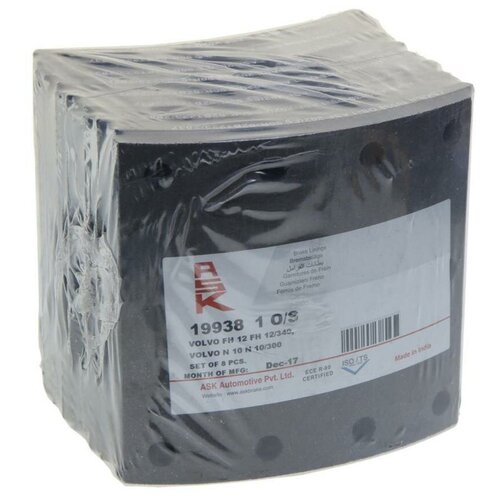 Накладка тормозной колодки VOLVO (410x175) 1-й рем. 112 отв. 6.35x15.9 - L10 / 93685 (8шт.) ASK ASKBL111210