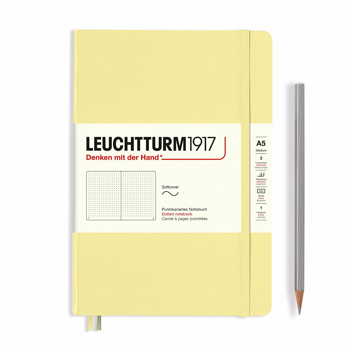 Записная книжка Leuchtturm Medium A5 Vanilla мягкая обложка 123 стр точка (365500)