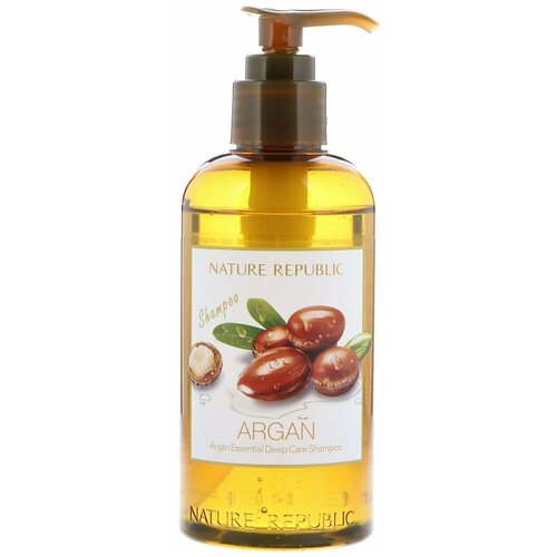 Nature Republic Шампунь для волос Argan Essential Deep Care Hair Shampoo интенсивный уход с аргановым маслом, 300 мл, Корейская косметика