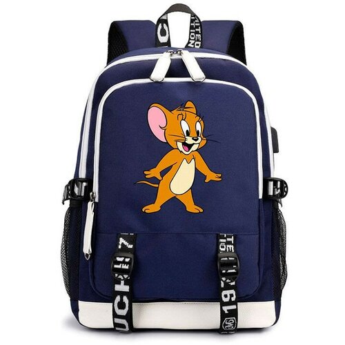 Рюкзак Мышонок Джерри (Tom and Jerry) синий с USB-портом №1 рюкзак мышонок джерри tom and jerry черный с usb портом 1