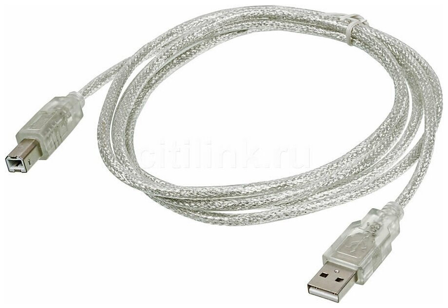 Кабель USB2.0 Buro USB A(m) - USB B(m), 1.8м, прозрачный [usb2.0-am/bm-trans]